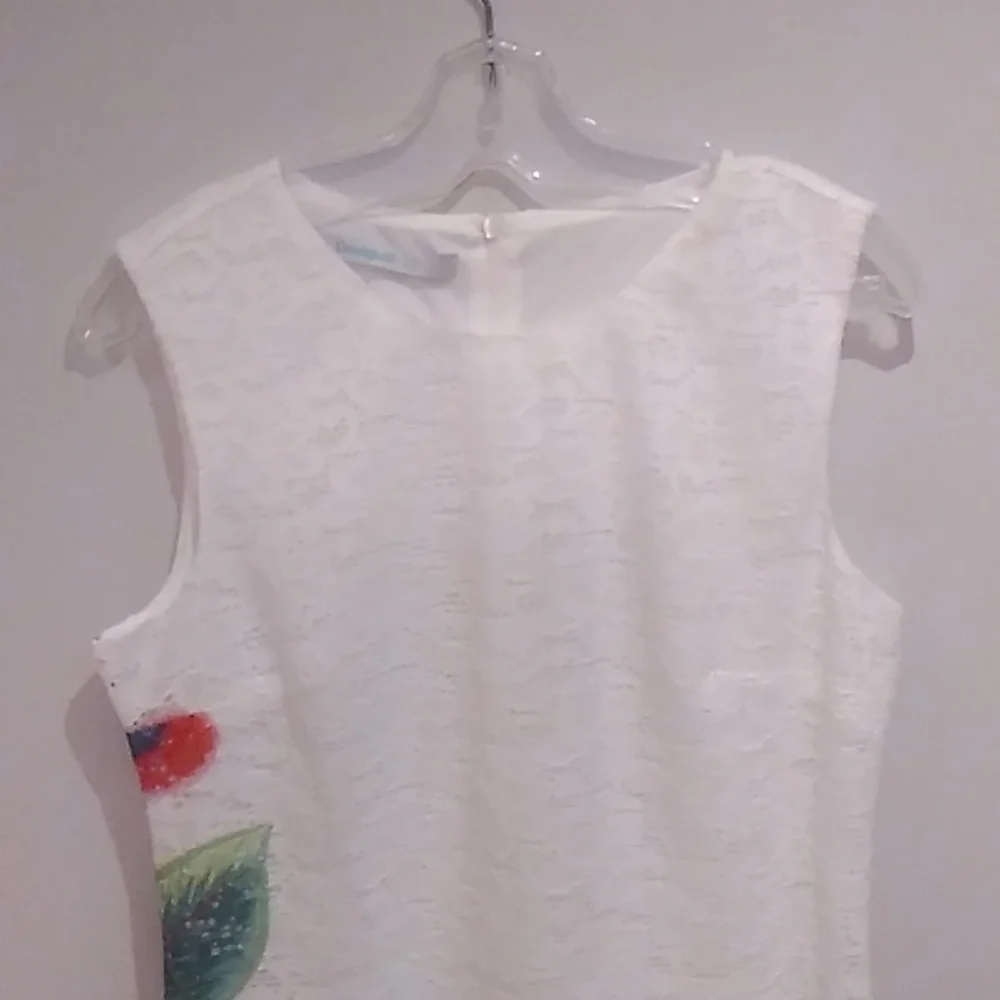 Desigual White Dress with Red and Blue Floral Accents - Picture 4 of 14